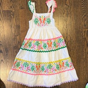 Mini Boden 7-8T Girls Tiered Twirly Colorful Tropic Ric Rac Maxi Dress